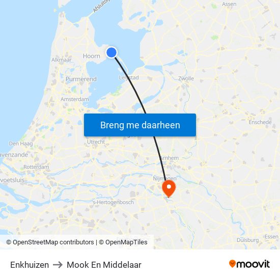 Enkhuizen to Mook En Middelaar map