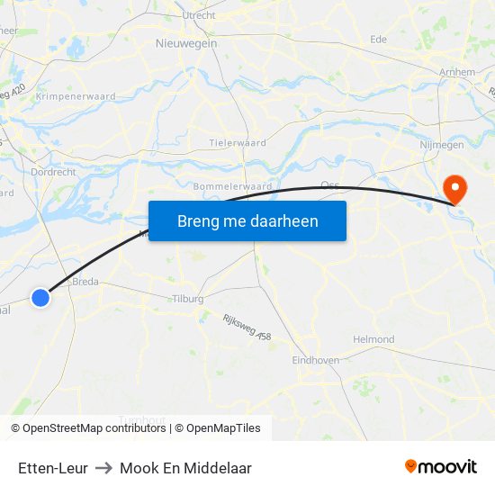 Etten-Leur to Mook En Middelaar map