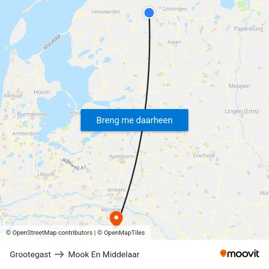 Grootegast to Mook En Middelaar map