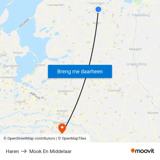 Haren to Mook En Middelaar map