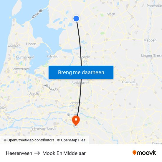 Heerenveen to Mook En Middelaar map