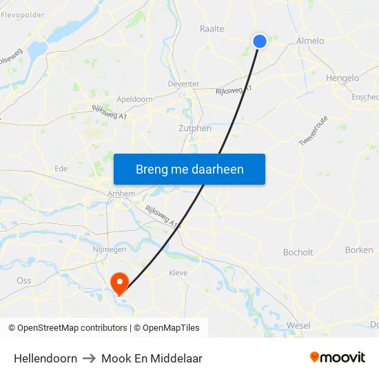 Hellendoorn to Mook En Middelaar map