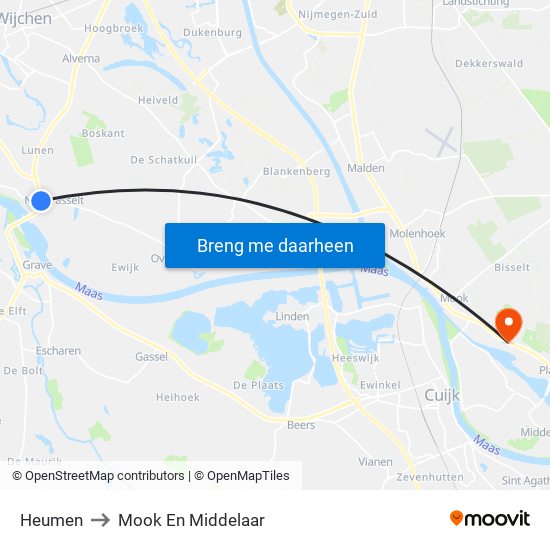 Heumen to Mook En Middelaar map