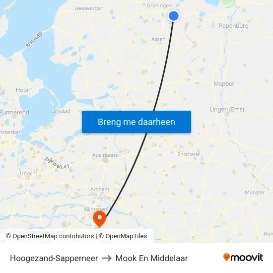 Hoogezand-Sappemeer to Mook En Middelaar map