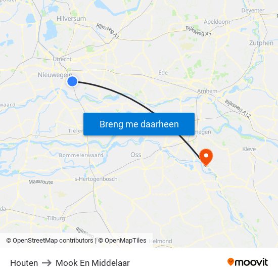 Houten to Mook En Middelaar map
