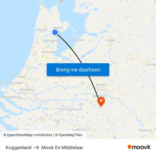 Koggenland to Mook En Middelaar map