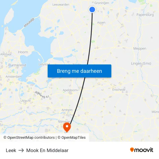Leek to Mook En Middelaar map