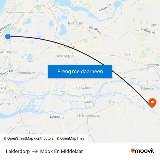 Leiderdorp to Mook En Middelaar map