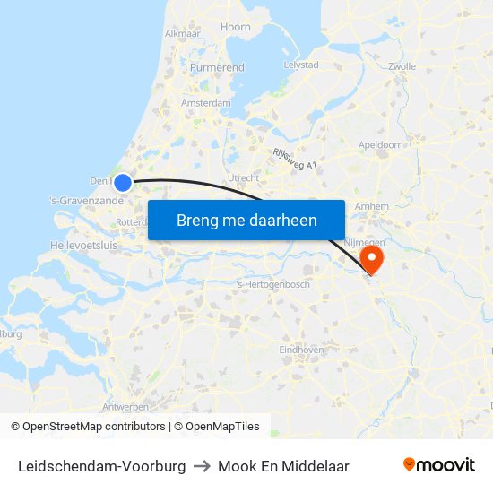 Leidschendam-Voorburg to Mook En Middelaar map