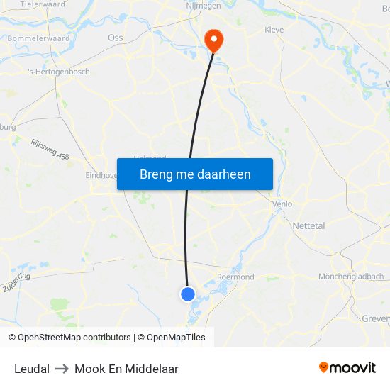 Leudal to Mook En Middelaar map