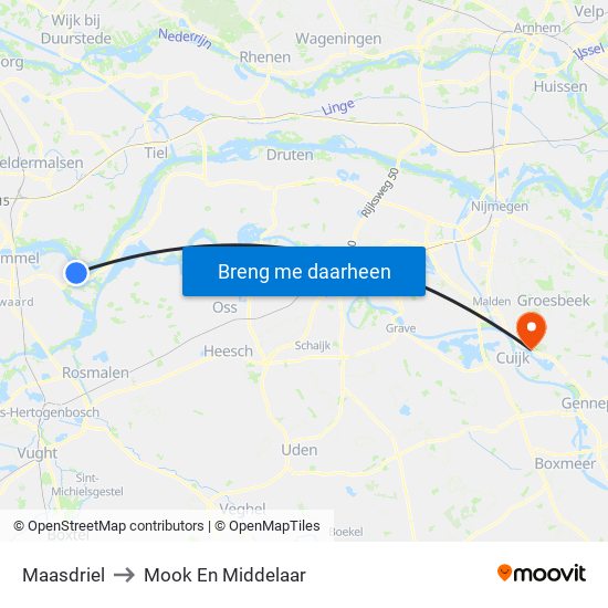 Maasdriel to Mook En Middelaar map