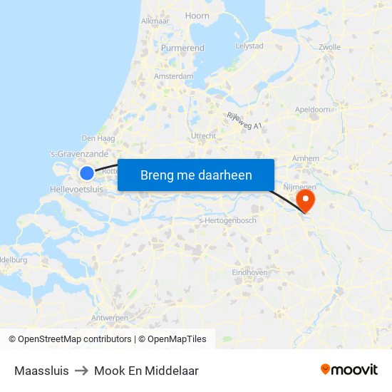 Maassluis to Mook En Middelaar map