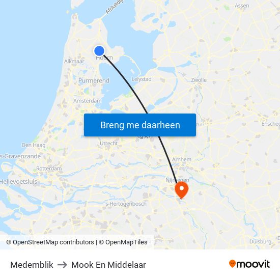 Medemblik to Mook En Middelaar map