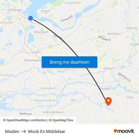 Muiden to Mook En Middelaar map