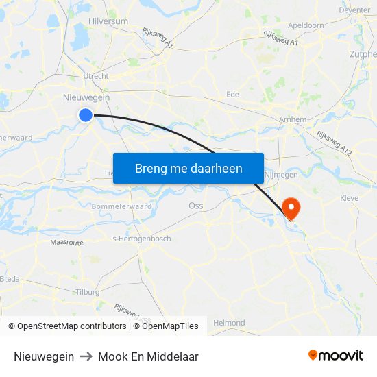 Nieuwegein to Mook En Middelaar map