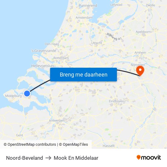 Noord-Beveland to Mook En Middelaar map