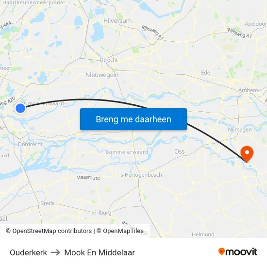 Ouderkerk to Mook En Middelaar map