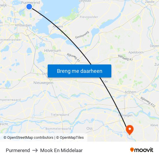 Purmerend to Mook En Middelaar map