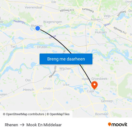 Rhenen to Mook En Middelaar map
