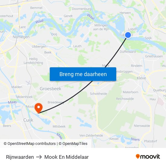 Rijnwaarden to Mook En Middelaar map