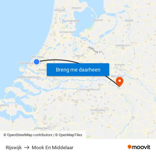 Rijswijk to Mook En Middelaar map