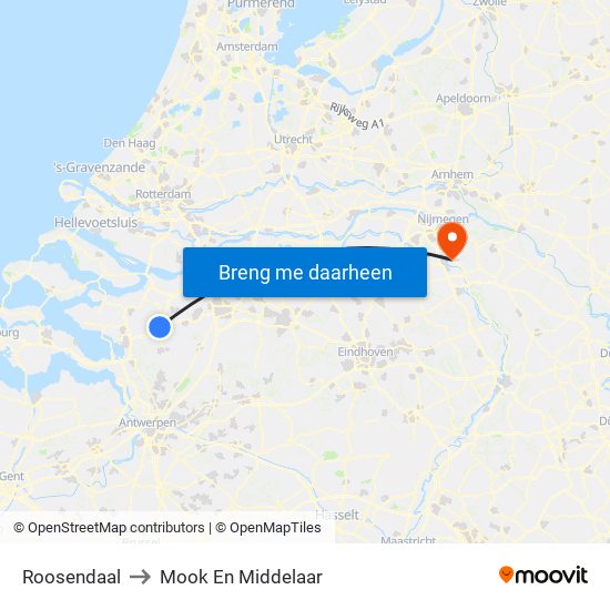 Roosendaal to Mook En Middelaar map