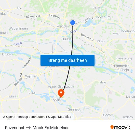 Rozendaal to Mook En Middelaar map