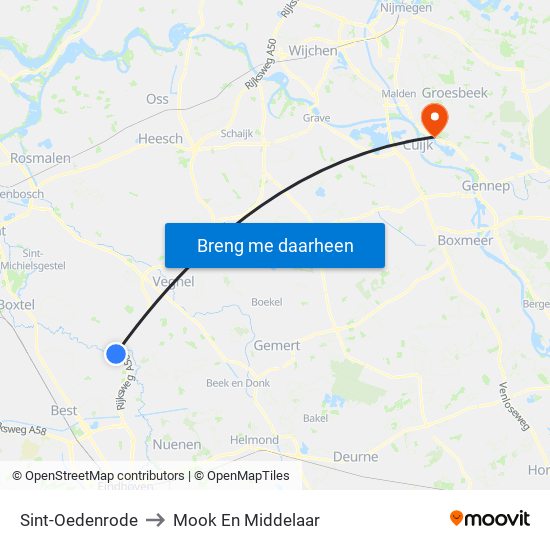 Sint-Oedenrode to Mook En Middelaar map