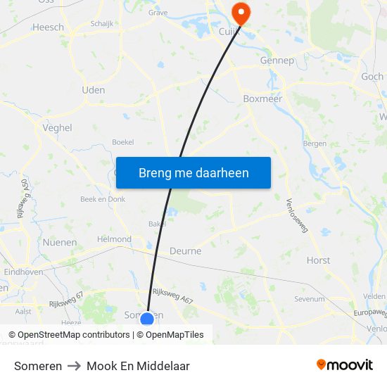 Someren to Mook En Middelaar map