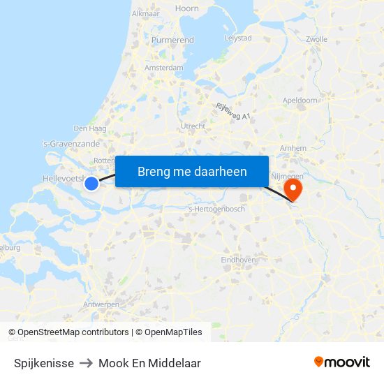 Spijkenisse to Mook En Middelaar map