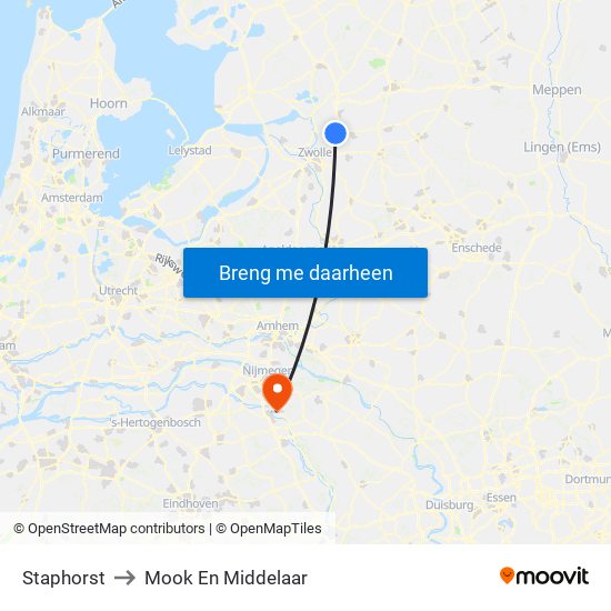 Staphorst to Mook En Middelaar map