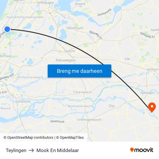 Teylingen to Mook En Middelaar map
