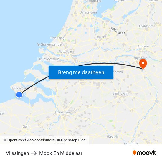 Vlissingen to Mook En Middelaar map