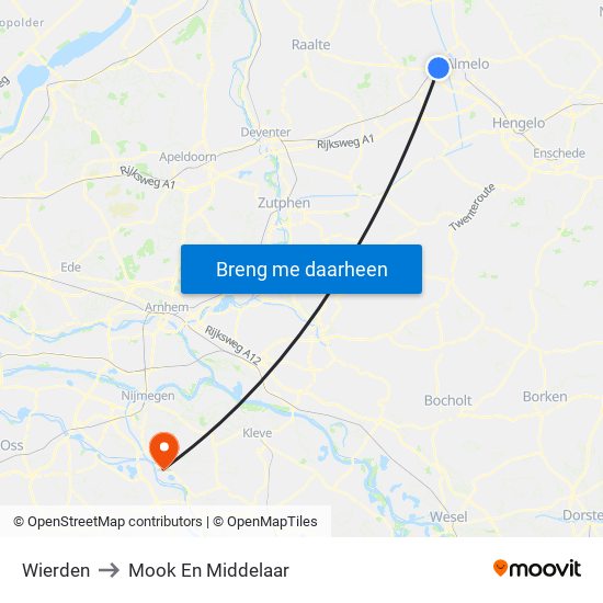 Wierden to Mook En Middelaar map