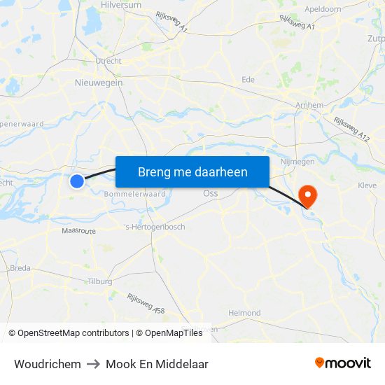 Woudrichem to Mook En Middelaar map