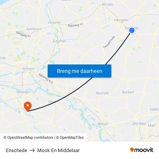 Enschede to Mook En Middelaar map