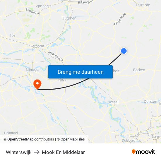 Winterswijk to Mook En Middelaar map