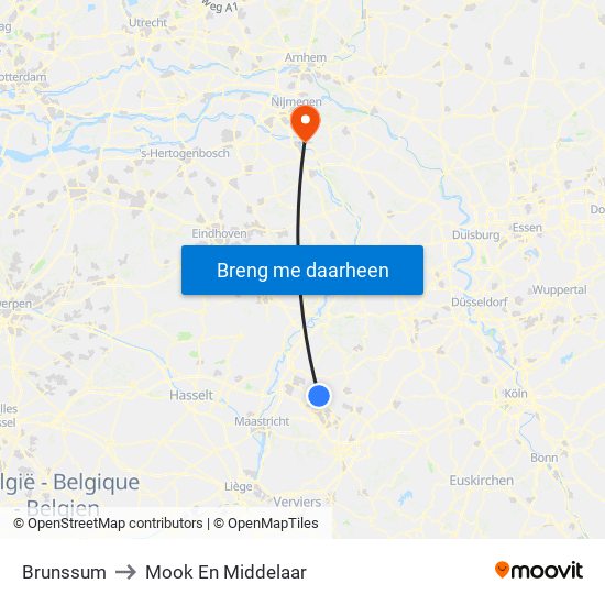 Brunssum to Mook En Middelaar map