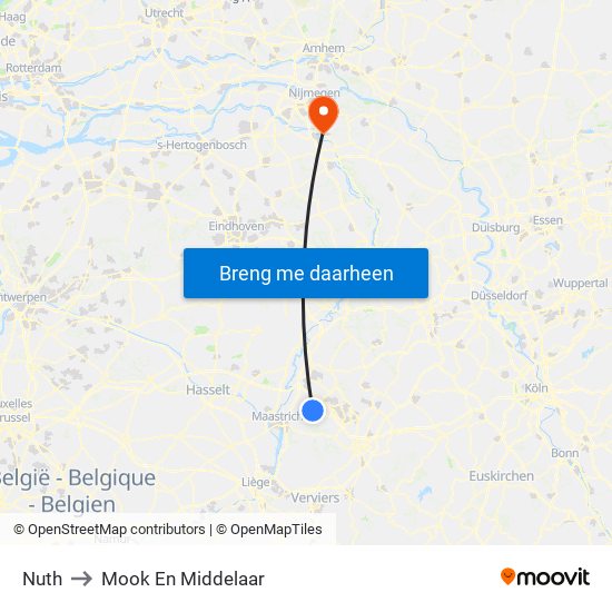 Nuth to Mook En Middelaar map