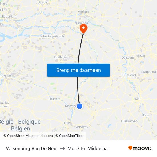 Valkenburg Aan De Geul to Mook En Middelaar map