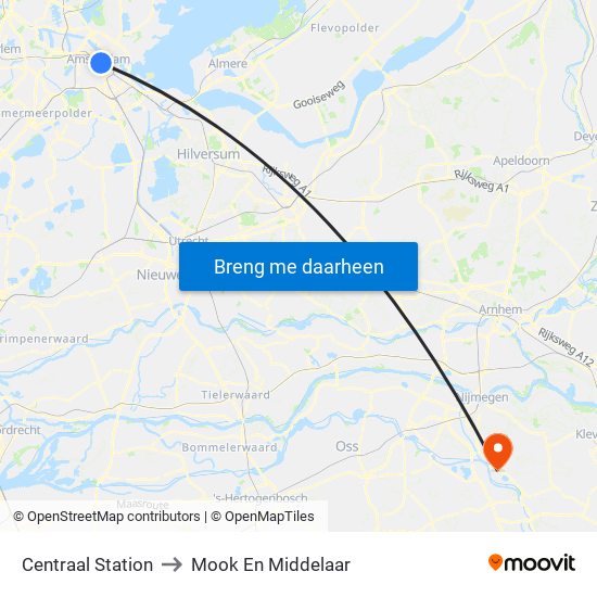 Centraal Station to Mook En Middelaar map