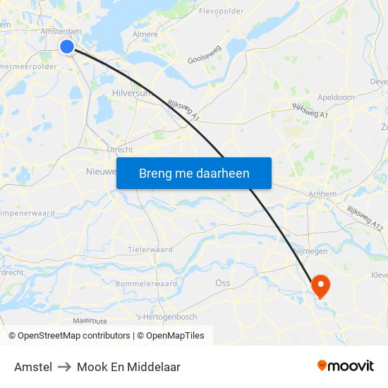 Amstel to Mook En Middelaar map