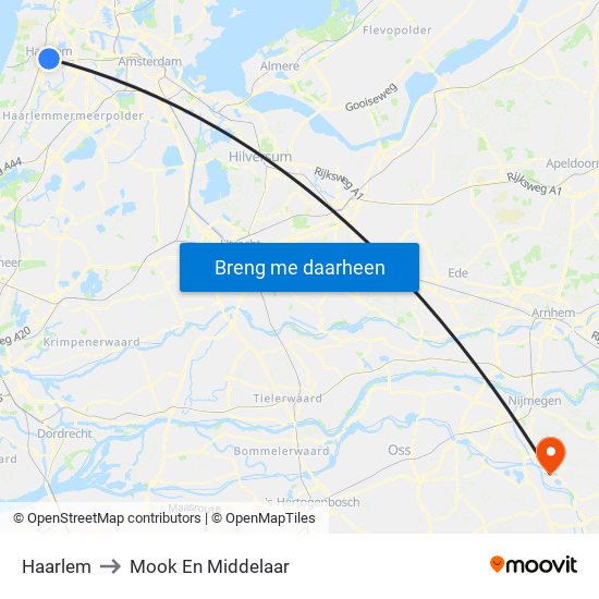 Haarlem to Mook En Middelaar map