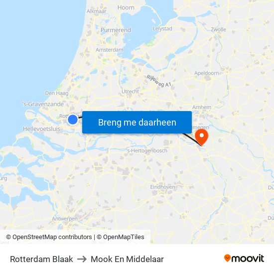 Rotterdam Blaak to Mook En Middelaar map