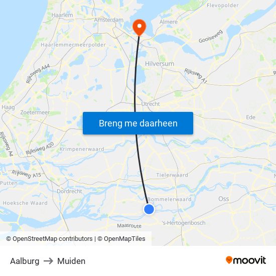 Aalburg to Muiden map