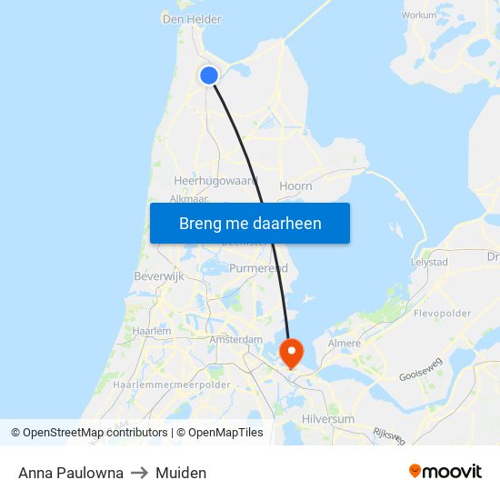 Anna Paulowna to Muiden map