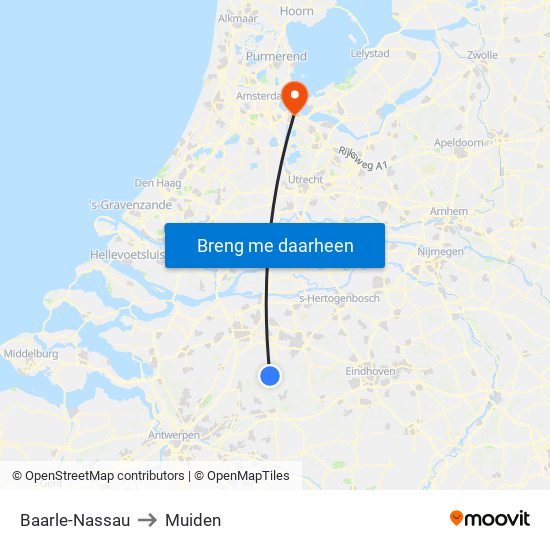 Baarle-Nassau to Muiden map