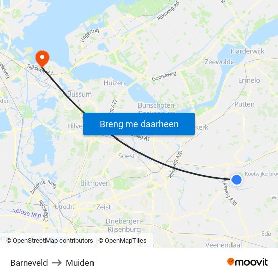 Barneveld to Muiden map