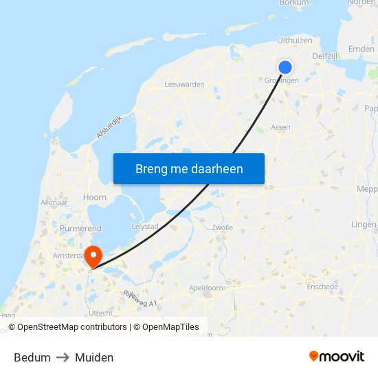 Bedum to Muiden map