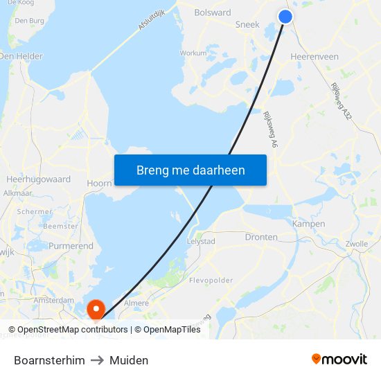 Boarnsterhim to Muiden map